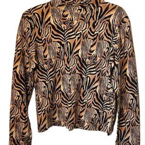 Jones New York Sport | Animal Print Long Sleeve Top | brown/black | size Large